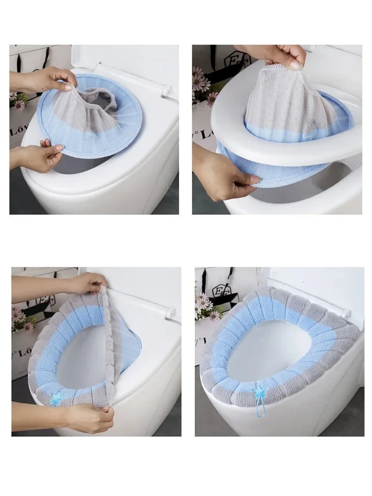 Stitched Color Portable Knitted Toilet Mat Universal