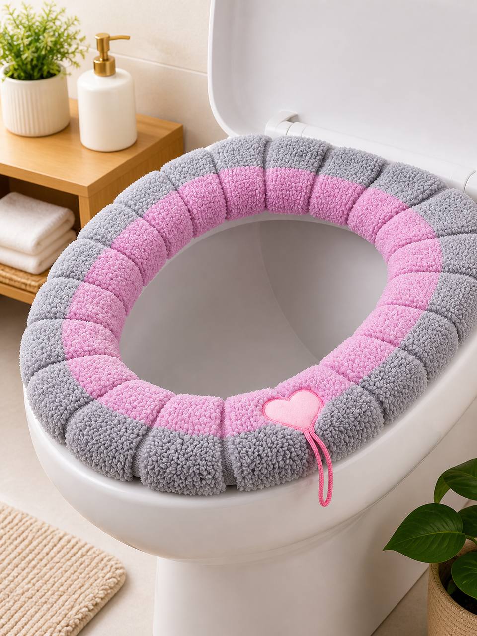 Stitched Color Portable Knitted Toilet Mat Universal