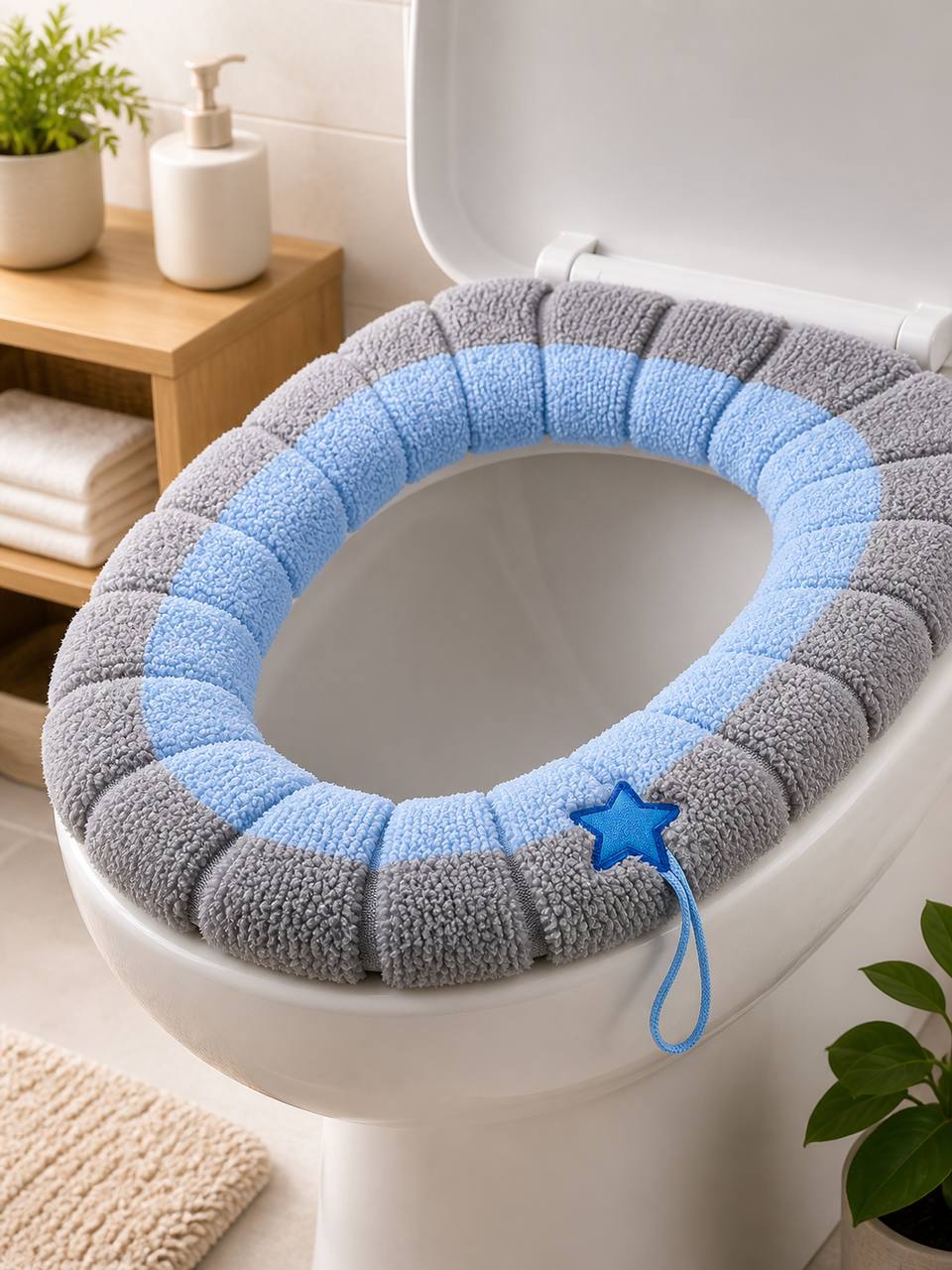 Stitched Color Portable Knitted Toilet Mat Universal