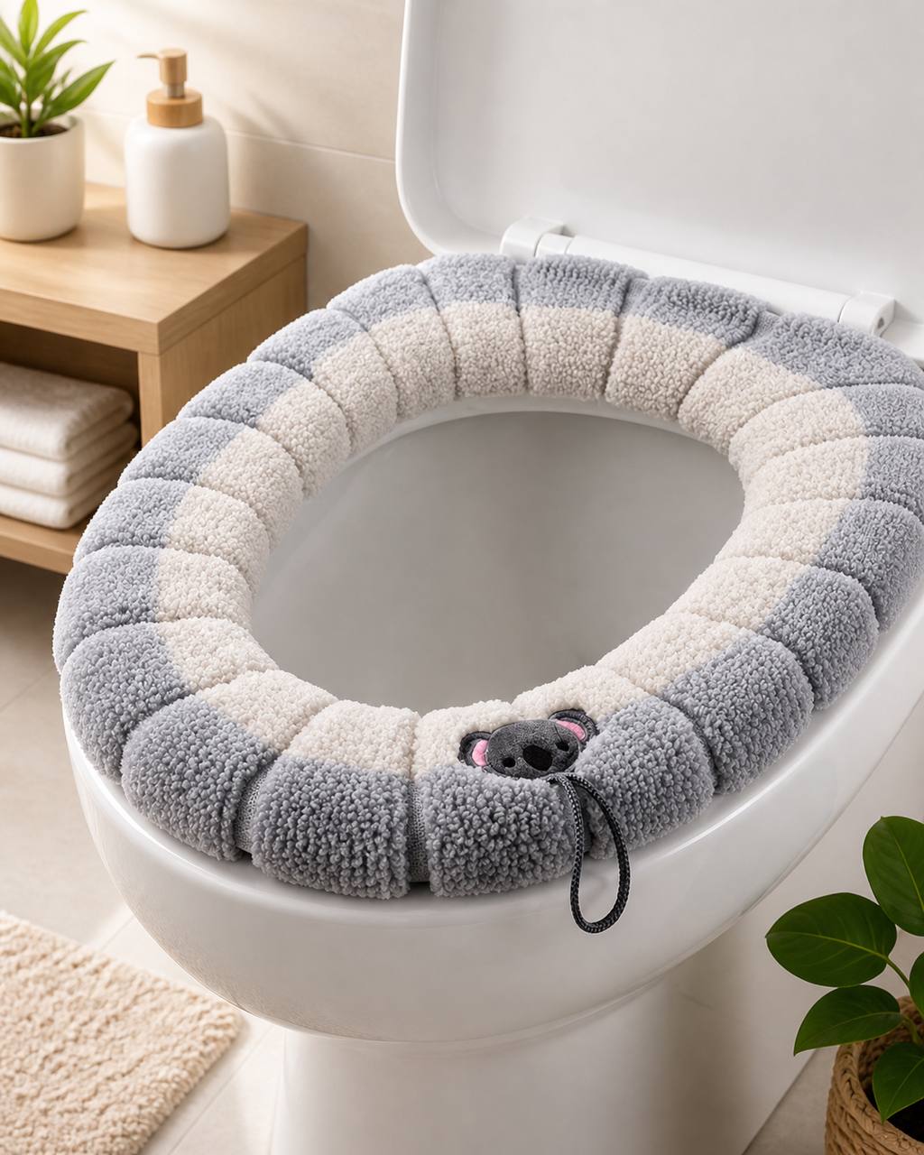 Stitched Color Portable Knitted Toilet Mat Universal